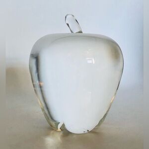 Steuben Art Glass Crystal Apple Temptation Paperweight Signed Heavy